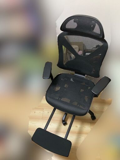 大幅値下げ 美品 オフィスチェア(フレア フットレスト付き BK)