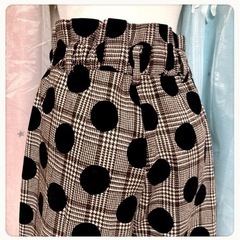 ご購入者様決定꒰merlot plus꒱ハイウエストドット柄チェック柄 ワイドパンツ 夢可愛い ご購入者様決定꒰merlot plus꒱ハイウエストドット柄チェック柄 ワイド