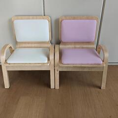 MAMENCHI 木製ふんわりキッズチェア2脚セット　まめ椅子