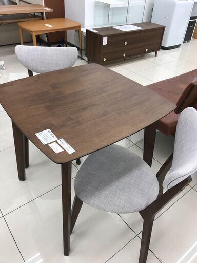 ★ジモティ割あり★  ダイニイグテーブルセット ダークブラウン H75.5×D75×W75 クリーニング済み HJ2566