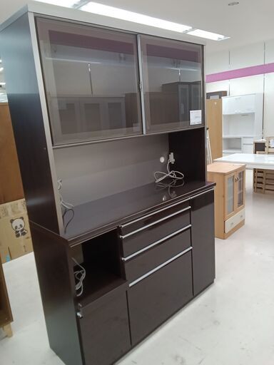 ★ジモティ割あり★ 松田家具 レンジボード キュロス ブラック W140.5×D48.5×H205 クリーニング済み TC2227