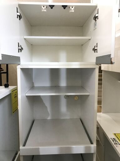 キッチンボード 食器棚 レンジ台 幅60cm コンセント付き ライト 