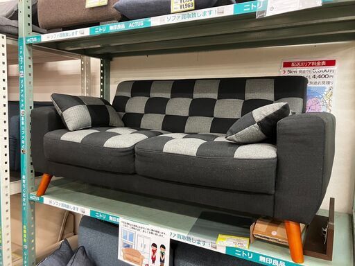 値下げしました❗️2P ソファチェック柄160cm幅新生活応援お買い得品No.430● ※現金、クレジット、スマホ決済対応※