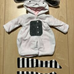 MDD ドール服　うさぎ　ジャンプスーツ　つなぎ服（白）