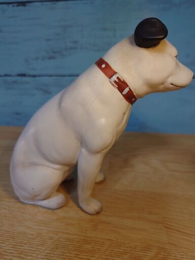 ビクター50周年記念ニッパー犬置物 ゴールド ガラスケース入り