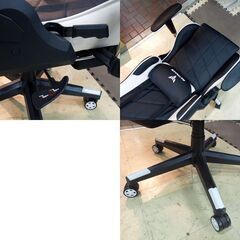 GXTRACE ゲーミングチェア オフィスチェア ハイバック オットマン付き ホワイト×ブラック 新道東店