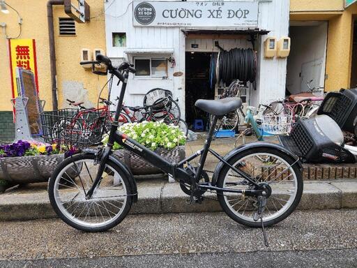折りたたみ自転車　２０インチ　カゴ　付き　６変速　配達可能