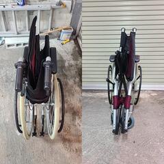 車椅子 軽量 折りたたみ車いす ノーパンクタイヤ仕様 自走用車椅子 アルミ製車イス ワインレッド