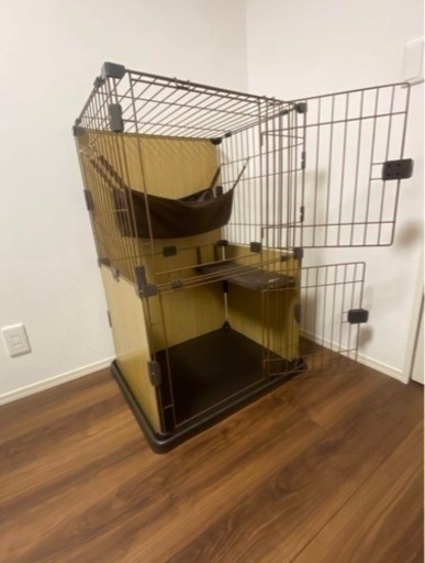 猫用ケージ⭐︎キャットケージ2段ハンモック付き