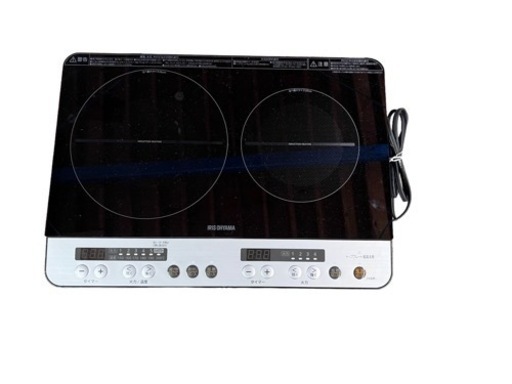 NO.1296 【2023年製】アイリスオーヤマ IHコンロ 調理器具 2口コンロ IHクッキングヒーター IHK-W12P-B