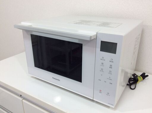 （3/25受渡済）JT8518【Panasonic/パナソニック オーブンレンジ】美品 2021年製 NE-FS300-W 家電 キッチン フラットテーブル 縦開き