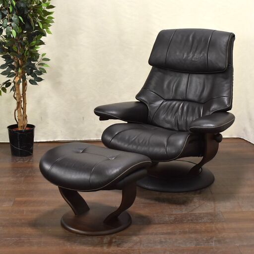 【ヤ取終了4/5】≪yt1211ジ≫ カリモク家具 パーソナルチェア RU6720 リクライニングチェア/RU6720K353 オットマン/RU6626K353 60314-04