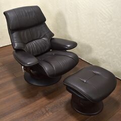 【ヤ取終了4/5】≪yt1211ジ≫ カリモク家具 パーソナルチェア RU6720 リクライニングチェア/RU6720K353 オットマン/RU6626K353 60314-04