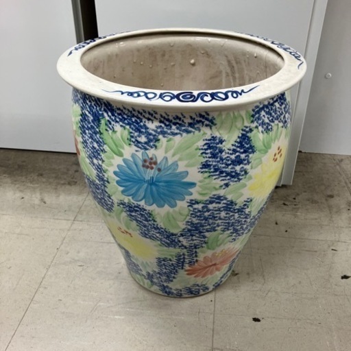ロ2403-743 傘立て 陶器 花柄 キズ汚れ有り