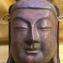 仏教美術　観音菩薩　穏やかなお顔の面　面飾り　壁掛け
