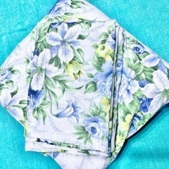 【決まりました】シングル　布団カバー　枕カバー　花柄　水色　美品