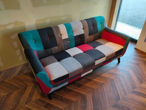 未使用品 MODERN DECO モダンデコ パッチワークソファ 3人掛け