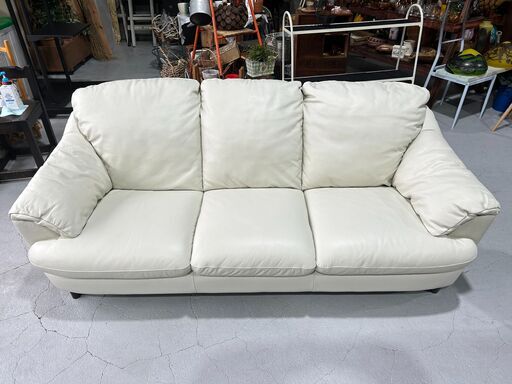 ★NATUZZI ITALIA★ ナツッジ イタリア トリプルソファ 総本革 レザー ホワイト W200cm ３人掛け シンプル
