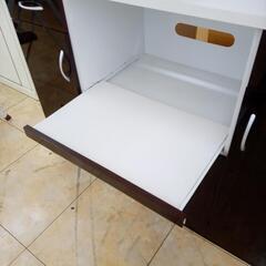 ★ジモティ割あり★  レンジボード ダークブラウン、ホワイト、シルバー H177.2×D45×W119.1 クリーニング済み OJ3954 ☆ジモティ割あり☆ レンジボード ダークブラウン、ホワイト、シルバー