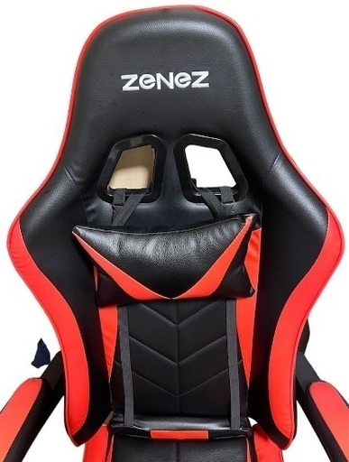 ☆zenez ゲーミングチェア レッド リクライニング オットマン付き