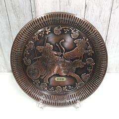 純銅製 お盆 トレイ プレート 絵皿 直径約29cm