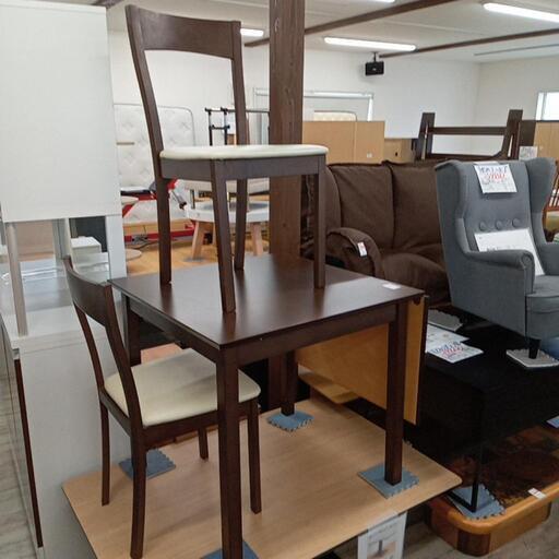 ★伸縮 ダイニングセット　椅子2脚　2人用食卓セット　幅75〜120cm 自社配送時代引き可※現金、クレジット、スマホ決済対応※