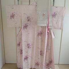 着物　ピンク　花柄　帯　帯締めセット