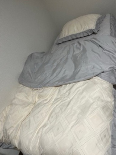 家具 寝具 \u003cシングルベッド一式\u003e(ほぼ未使用/ふとん カバー 付き)