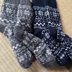 【ネット決済・配送可】冬用ソックス　靴下　二足組　フリーサイズ