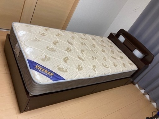 家具 ベッド シングルベッド 照明\u0026引き出し付き マッドレスセット