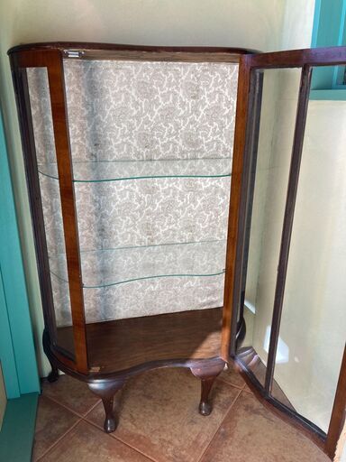 キャビネット 猫脚 木製 アンティーク シェルフ 棚 扉付きシャルフ