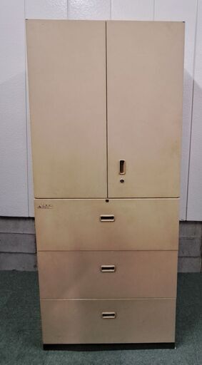 内田洋行 キャビネット 書庫 大型 3段引出 収納棚 事務用品 鍵無し 幅90cm×奥行45cm×高さ216cm