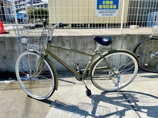 あさひ イノベーションファクトリー 6段変速 27インチ 中古 自転車 カーキ シティサイクル 通勤通学 CITY