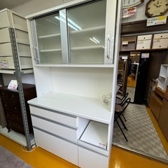 【リサイクルサービス八光】幅100cm　エナメルホワイト食器棚 リサイクルサービス八光】幅117.5 エナメルホワイト食器棚