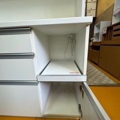 【リサイクルサービス八光】幅100cm　エナメルホワイト食器棚 リサイクルサービス八光】幅117.5 エナメルホワイト食器棚