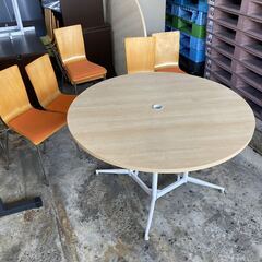 オフィス 丸型テーブル 椅子12脚セット 中古品 直径1200×...