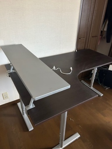 ニトリ L型デスク 高さ調整 コンセント オフィス パソコン