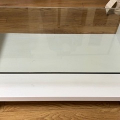 ローテーブル　ガラス　ホワイト　白