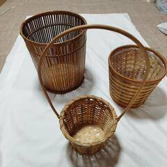 籐籠　竹籠　鉢カバー　3個