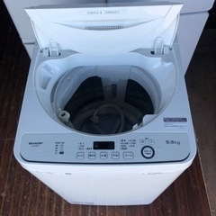 福岡市内配送設置無料　2020年式　シャープ SHARP 全自動洗濯機 幅56.5cm(ボディ幅52.0cm) 5.5kg ステンレス槽 ホワイト系 ES-GE5D-W