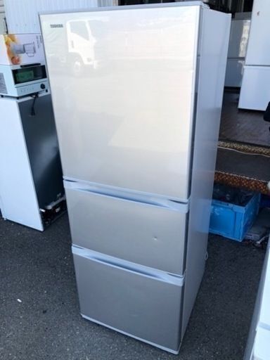 福岡市内配送設置無料　 TOSHIBA 東芝 GR-G34SY シルバー 3ドア 冷凍 冷蔵庫