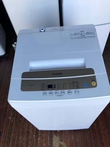 福岡市内配送設置無料　2021年式　アイリスオーヤマ 洗濯機 5kg 全自動 風乾燥 お急ぎコース ステンレス槽 ホワイトシルバー IAW-T502E