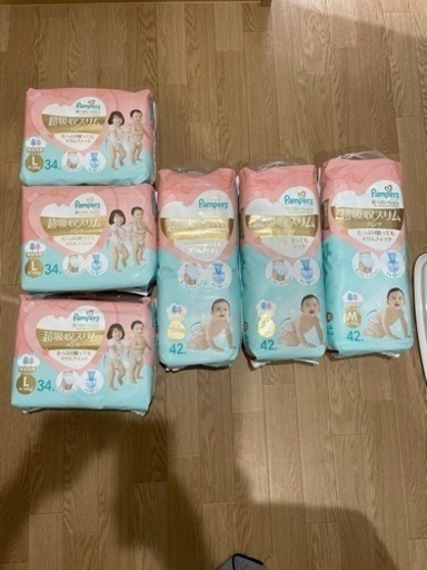 パンパース 肌へのいちばん 超吸収スリムパンツ L （9-14kg） 34枚とMサイズ（6-12kg） 42枚　6パック