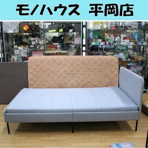 イケア セミダブルベッド スラットゥム オーゴートネス 幅124×長さ205×高さ85/寝床高さ40cm 布張りベッドフレーム マットレス付き IKEA SLATTUM 札幌市 清田区 平岡