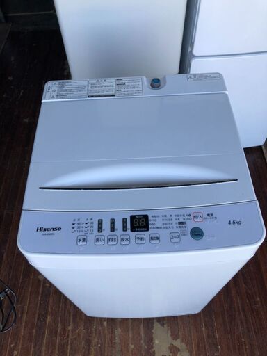 北九州市内配送無料店2020年式　ハイセンス 4．5kg全自動洗濯機 エディオンオリジナル ホワイト HW-E4503