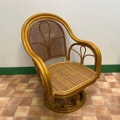 木製 籐 チェア 回転 椅子