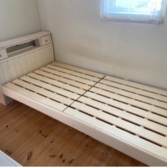 天然木　家具 ベッド シングルベッド　ホワイト