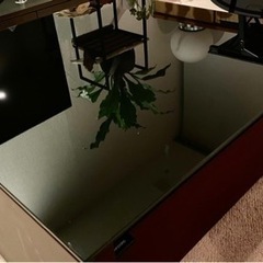 ローテーブル オシャレ ガラス天板 収納