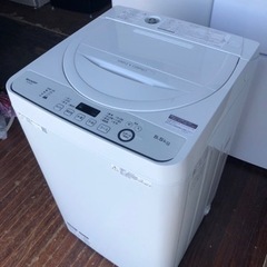 北九州市内配送無料　保証付き　2020年　シャープ SHARP 全自動洗濯機 幅56.5cm(ボディ幅52.0cm) 5.5kg ステンレス槽 ホワイト系 ES-GE5D