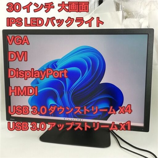 30インチ IPS LEDバックライト付き 液晶モニター hp Z30i ディスプレイ (2560x1600) VGA DVI-D HDMI DisplayPort USB3.0x5